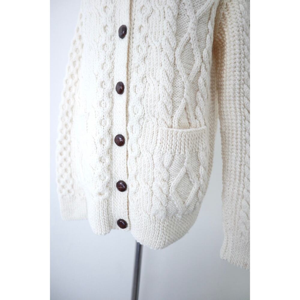 Vintage Handknit Cable Hand Knit Cardigan Sweater Carrick On Suir Ireland - Picture 7 of 14